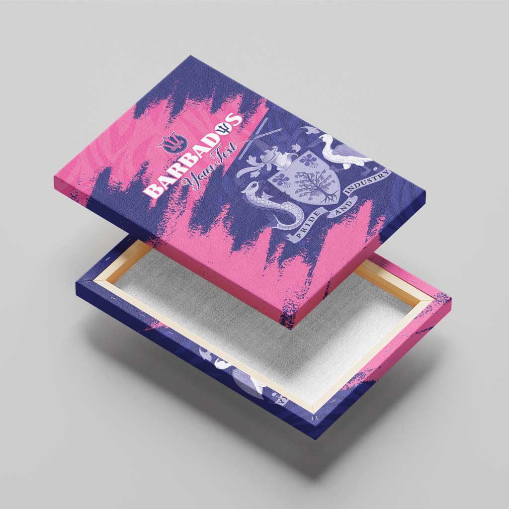 Custom Barbados Royals Cricket Canvas Wall Art Coat Of Arms Pink - Blue Color