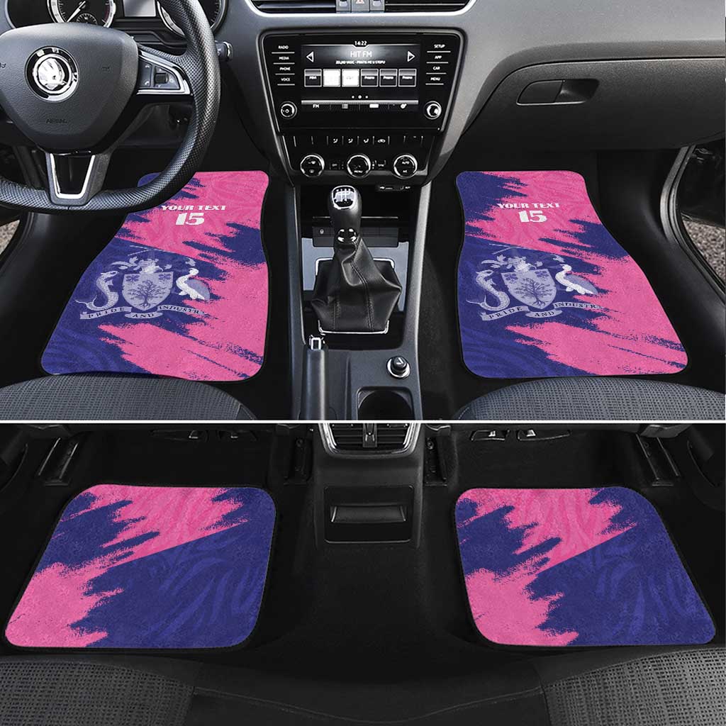 Custom Barbados Royals Cricket Car Mats Coat Of Arms Pink - Blue Color