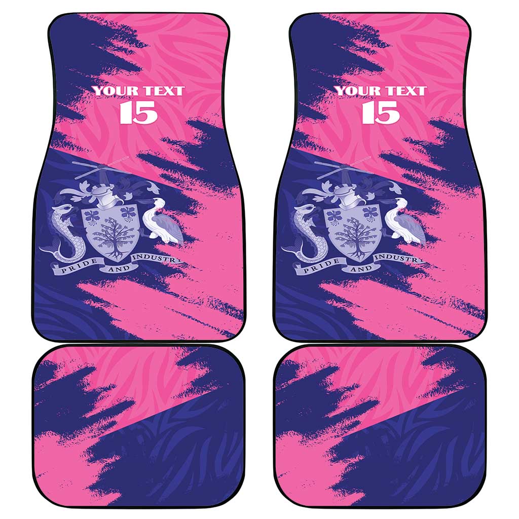Custom Barbados Royals Cricket Car Mats Coat Of Arms Pink - Blue Color