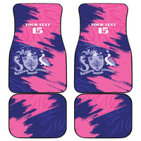 Custom Barbados Royals Cricket Car Mats Coat Of Arms Pink - Blue Color