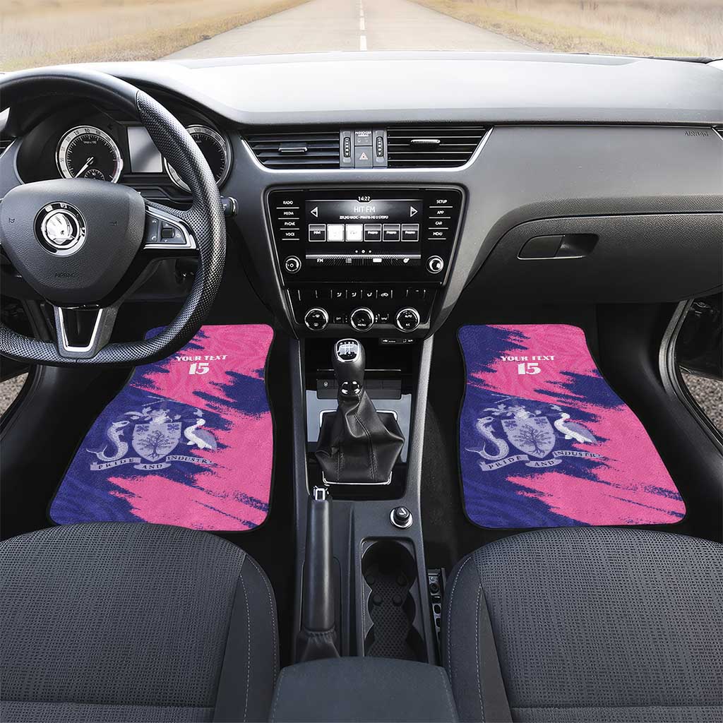 Custom Barbados Royals Cricket Car Mats Coat Of Arms Pink - Blue Color