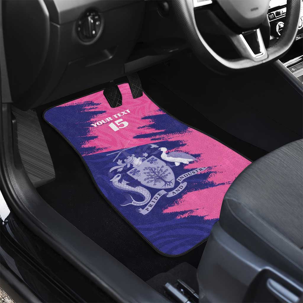 Custom Barbados Royals Cricket Car Mats Coat Of Arms Pink - Blue Color