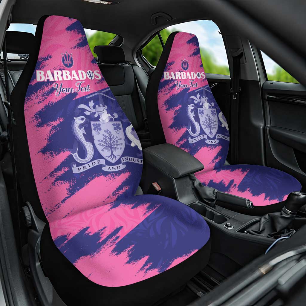 Custom Barbados Royals Cricket Car Seat Cover Coat Of Arms Pink - Blue Color