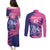 Custom Barbados Royals Cricket Couples Matching Puletasi and Long Sleeve Button Shirt Coat Of Arms Pink - Blue Color