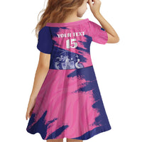 Custom Barbados Royals Cricket Family Matching Long Sleeve Bodycon Dress and Hawaiian Shirt Coat Of Arms Pink - Blue Color