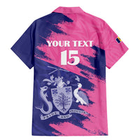 Custom Barbados Royals Cricket Family Matching Mermaid Dress and Hawaiian Shirt Coat Of Arms Pink - Blue Color