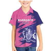 Custom Barbados Royals Cricket Family Matching Mermaid Dress and Hawaiian Shirt Coat Of Arms Pink - Blue Color