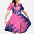 Custom Barbados Royals Cricket Family Matching Off The Shoulder Long Sleeve Dress and Hawaiian Shirt Coat Of Arms Pink - Blue Color