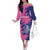 Custom Barbados Royals Cricket Family Matching Off The Shoulder Long Sleeve Dress and Hawaiian Shirt Coat Of Arms Pink - Blue Color