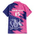 Custom Barbados Royals Cricket Family Matching Off Shoulder Maxi Dress and Hawaiian Shirt Coat Of Arms Pink - Blue Color