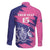 Custom Barbados Royals Cricket Family Matching Off Shoulder Maxi Dress and Hawaiian Shirt Coat Of Arms Pink - Blue Color