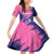Custom Barbados Royals Cricket Family Matching Off Shoulder Short Dress and Hawaiian Shirt Coat Of Arms Pink - Blue Color