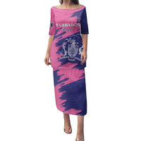 Custom Barbados Royals Cricket Family Matching Puletasi and Hawaiian Shirt Coat Of Arms Pink - Blue Color