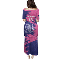 Custom Barbados Royals Cricket Family Matching Puletasi and Hawaiian Shirt Coat Of Arms Pink - Blue Color