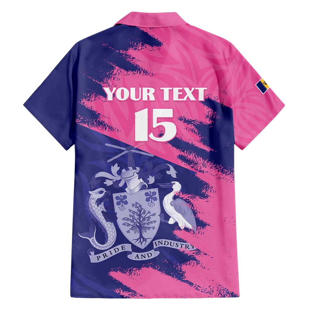 Custom Barbados Royals Cricket Family Matching Tank Maxi Dress and Hawaiian Shirt Coat Of Arms Pink - Blue Color