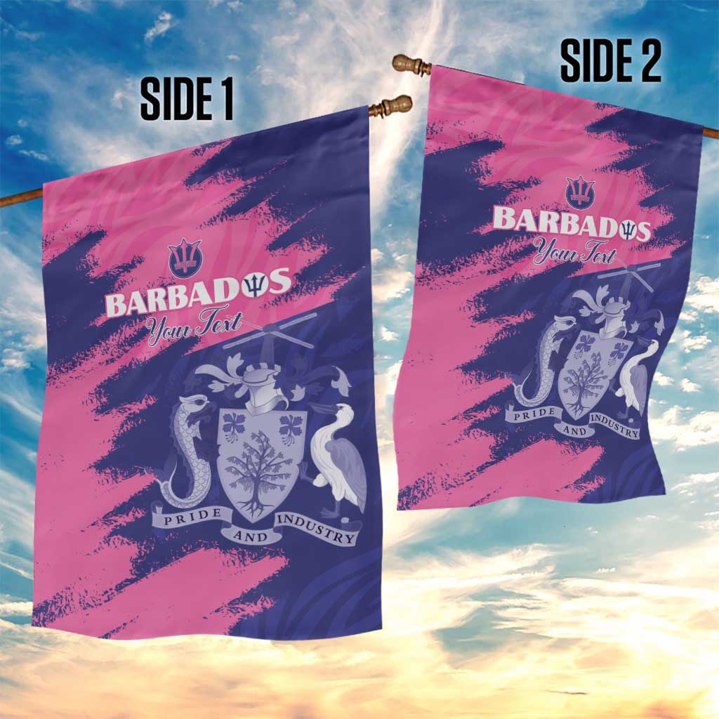 Custom Barbados Royals Cricket Garden Flag Coat Of Arms Pink - Blue Color