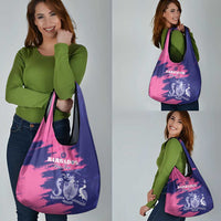 Custom Barbados Royals Cricket Grocery Bag Coat Of Arms Pink - Blue Color