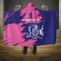 Custom Barbados Royals Cricket Hooded Blanket Coat Of Arms Pink - Blue Color