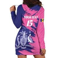 Custom Barbados Royals Cricket Hoodie Dress Coat Of Arms Pink - Blue Color