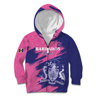 Custom Barbados Royals Cricket Kid Hoodie Coat Of Arms Pink - Blue Color