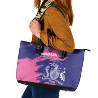 Custom Barbados Royals Cricket Leather Tote Bag Coat Of Arms Pink - Blue Color
