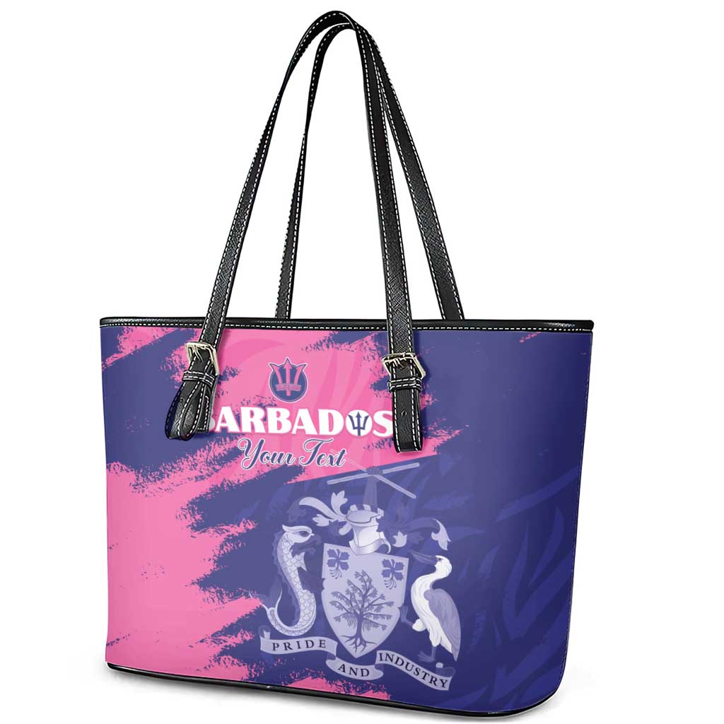 Custom Barbados Royals Cricket Leather Tote Bag Coat Of Arms Pink - Blue Color