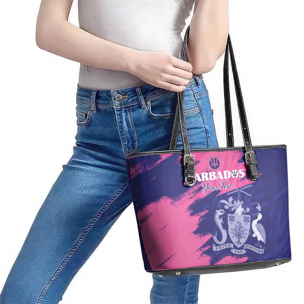 Custom Barbados Royals Cricket Leather Tote Bag Coat Of Arms Pink - Blue Color