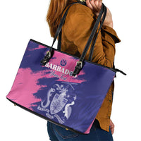 Custom Barbados Royals Cricket Leather Tote Bag Coat Of Arms Pink - Blue Color