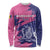 Custom Barbados Royals Cricket Long Sleeve Shirt Coat Of Arms Pink - Blue Color