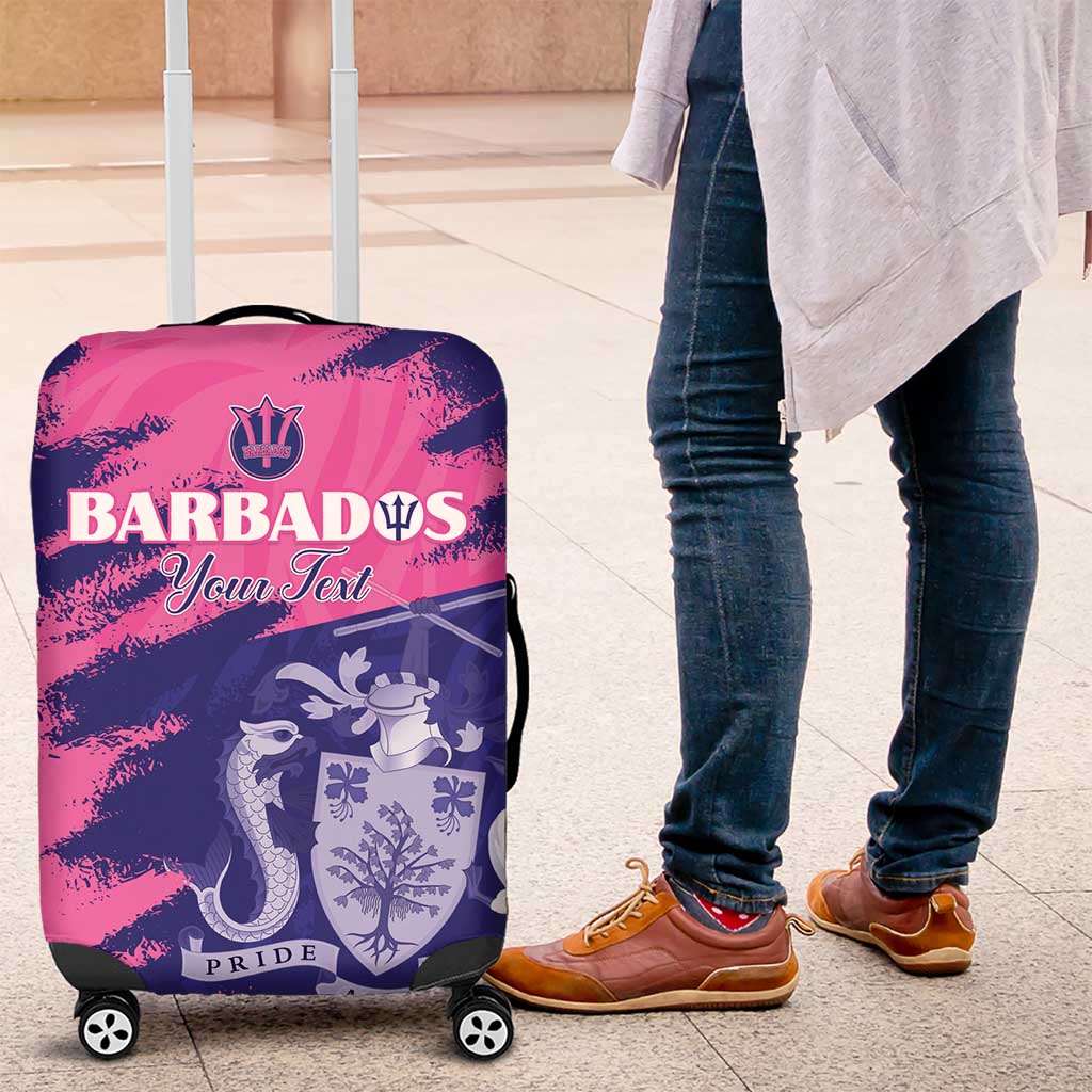 Custom Barbados Royals Cricket Luggage Cover Coat Of Arms Pink - Blue Color