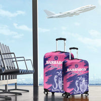 Custom Barbados Royals Cricket Luggage Cover Coat Of Arms Pink - Blue Color