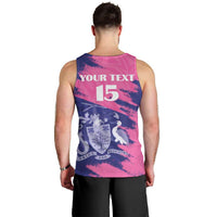 Custom Barbados Royals Cricket Men Tank Top Coat Of Arms Pink - Blue Color