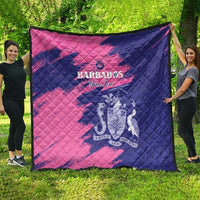 Custom Barbados Royals Cricket Quilt Coat Of Arms Pink - Blue Color