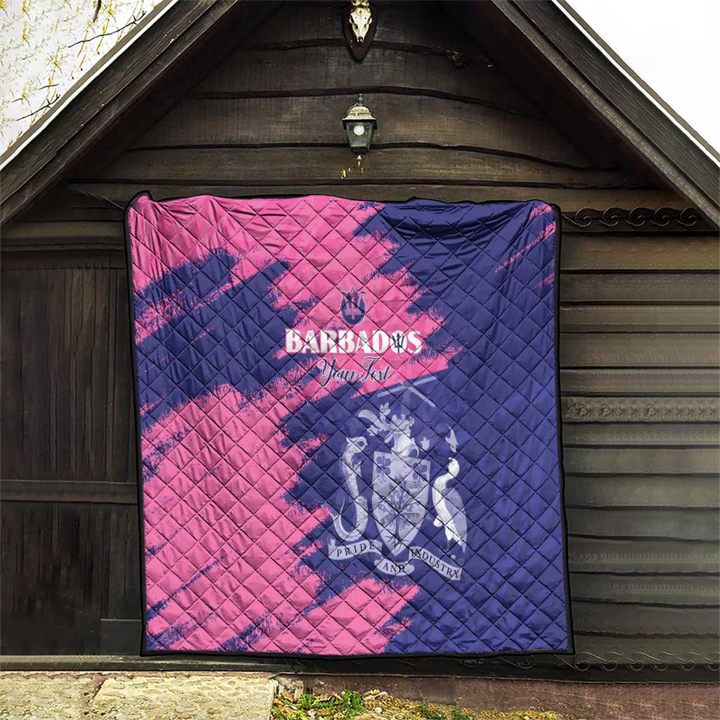 Custom Barbados Royals Cricket Quilt Coat Of Arms Pink - Blue Color
