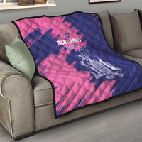 Custom Barbados Royals Cricket Quilt Coat Of Arms Pink - Blue Color
