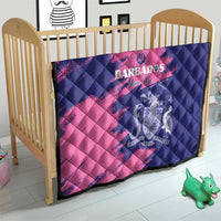 Custom Barbados Royals Cricket Quilt Coat Of Arms Pink - Blue Color