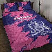 Custom Barbados Royals Cricket Quilt Bed Set Coat Of Arms Pink - Blue Color