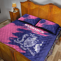Custom Barbados Royals Cricket Quilt Bed Set Coat Of Arms Pink - Blue Color