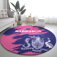 Custom Barbados Royals Cricket Round Carpet Coat Of Arms Pink - Blue Color