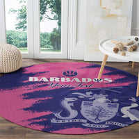 Custom Barbados Royals Cricket Round Carpet Coat Of Arms Pink - Blue Color