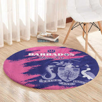 Custom Barbados Royals Cricket Round Carpet Coat Of Arms Pink - Blue Color