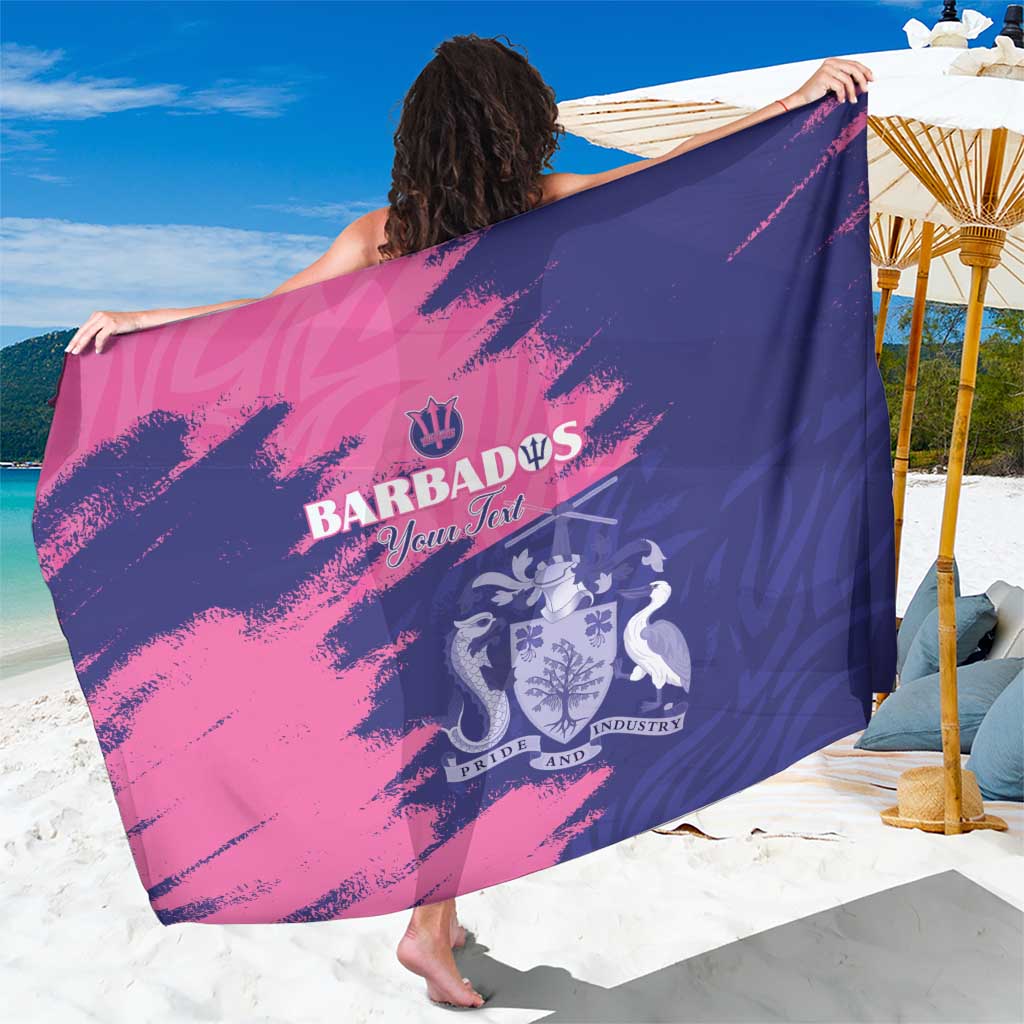 Custom Barbados Royals Cricket Sarong Coat Of Arms Pink - Blue Color