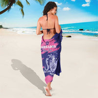 Custom Barbados Royals Cricket Sarong Coat Of Arms Pink - Blue Color