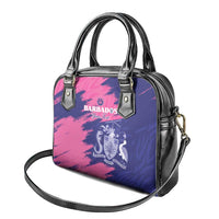 Custom Barbados Royals Cricket Shoulder Handbag Coat Of Arms Pink - Blue Color
