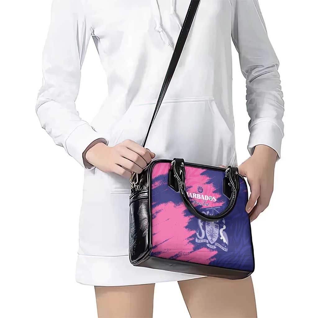 Custom Barbados Royals Cricket Shoulder Handbag Coat Of Arms Pink - Blue Color