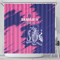 Custom Barbados Royals Cricket Shower Curtain Coat Of Arms Pink - Blue Color