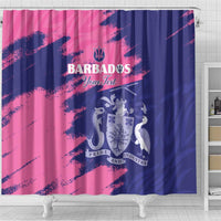 Custom Barbados Royals Cricket Shower Curtain Coat Of Arms Pink - Blue Color
