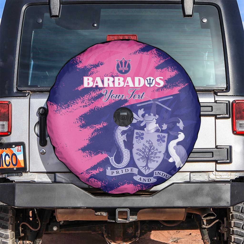 Custom Barbados Royals Cricket Spare Tire Cover Coat Of Arms Pink - Blue Color
