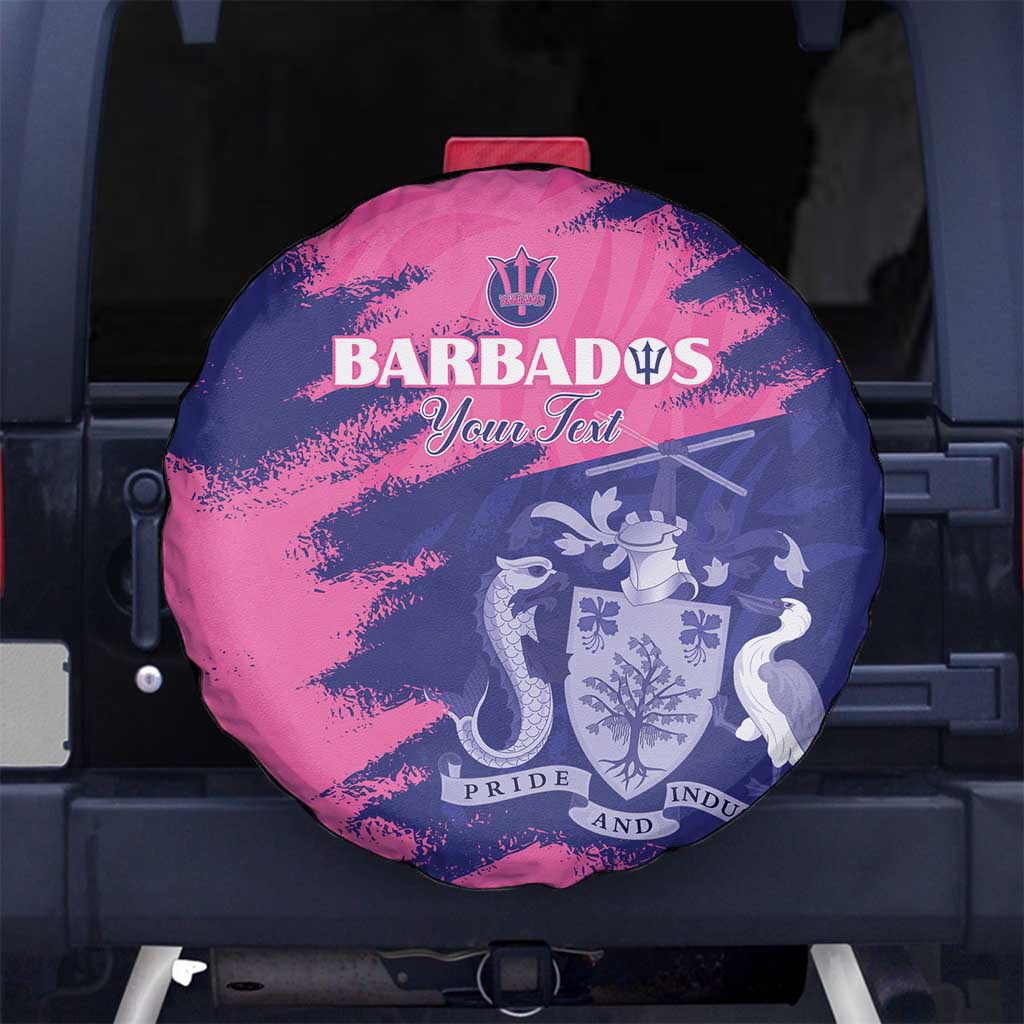 Custom Barbados Royals Cricket Spare Tire Cover Coat Of Arms Pink - Blue Color