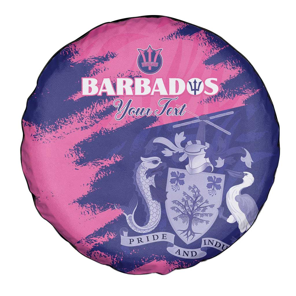 Custom Barbados Royals Cricket Spare Tire Cover Coat Of Arms Pink - Blue Color